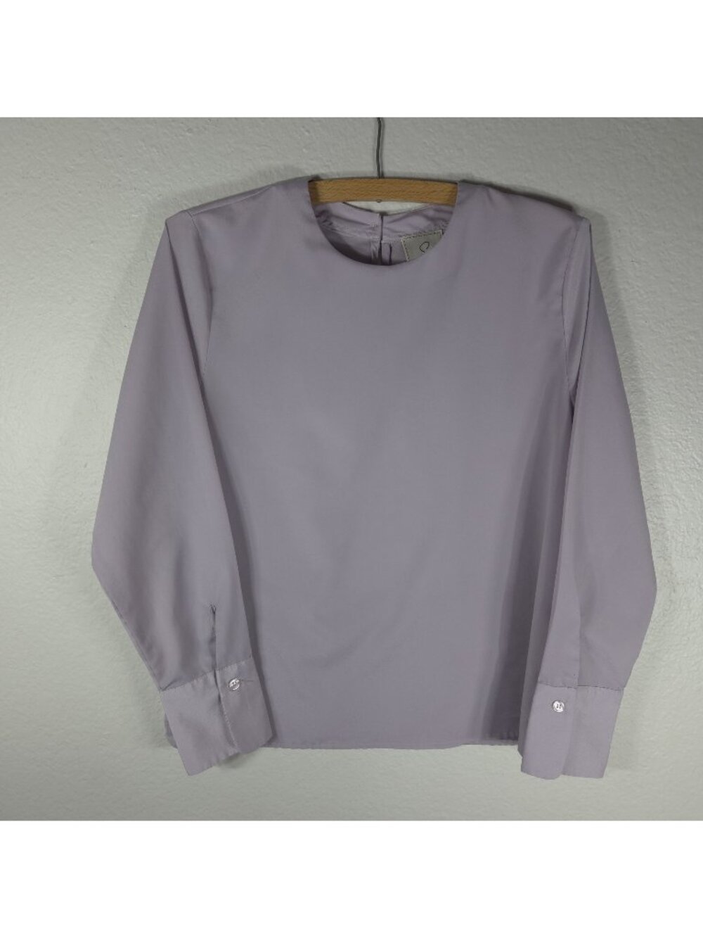 Sioni Grayish Lavender Long Sleeve Top Blouse Size S Crew Neck